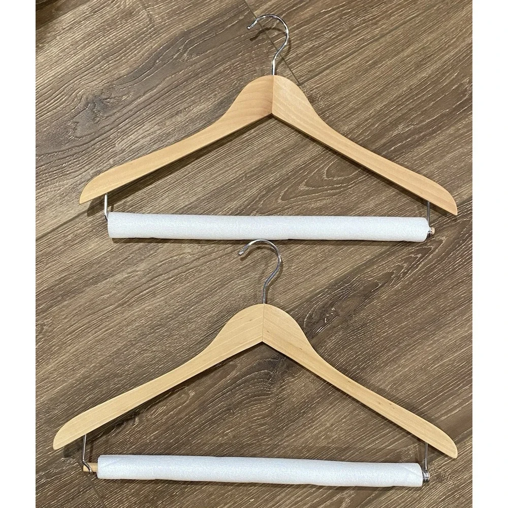 Vintage Lot 9 Wooden Suit Coat Hangers 6 Have Pants Bar Dowel